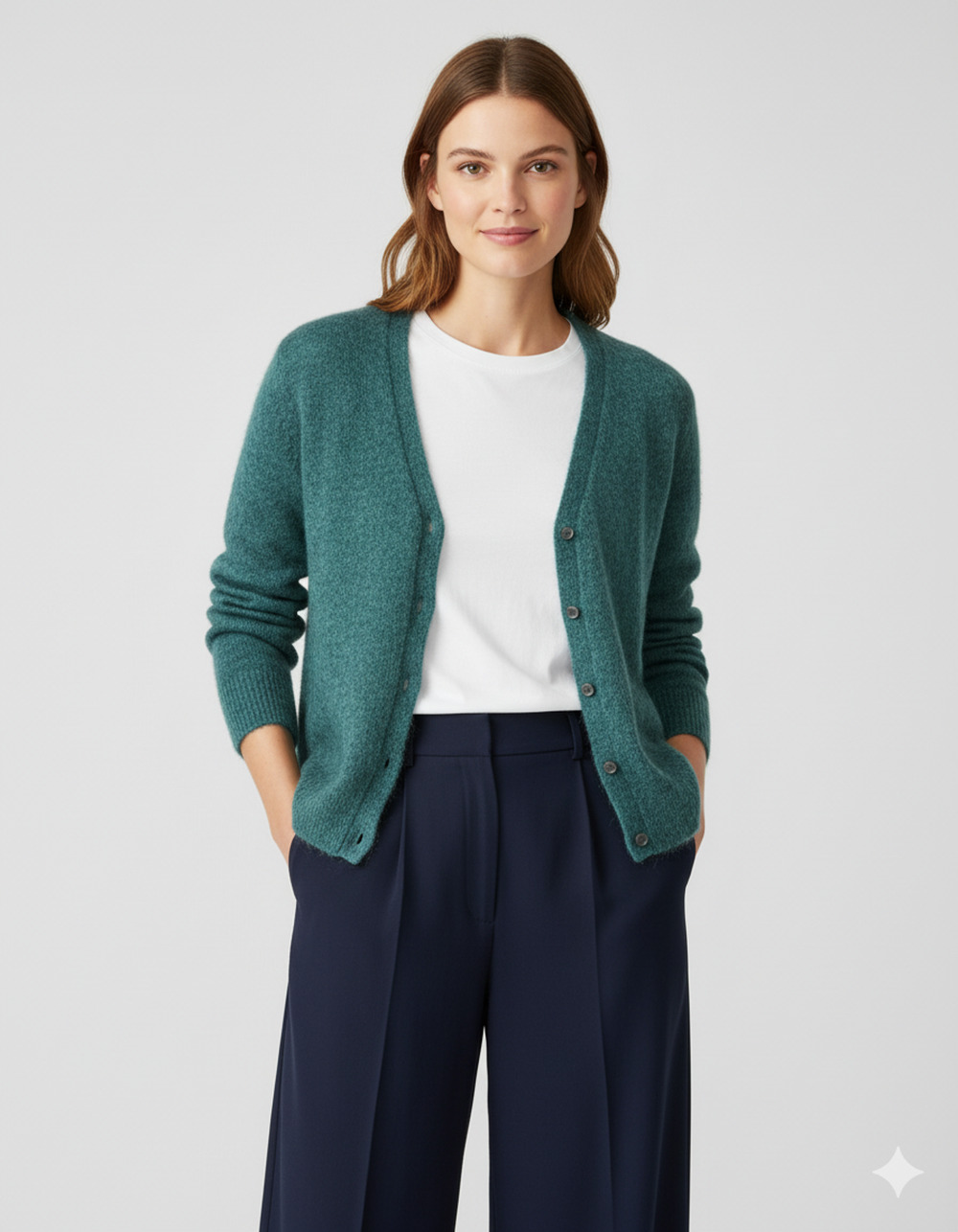 J CREW Fuzzy green Kid Mohair Angora cardigan retro romantic luxe cozy Sz-M